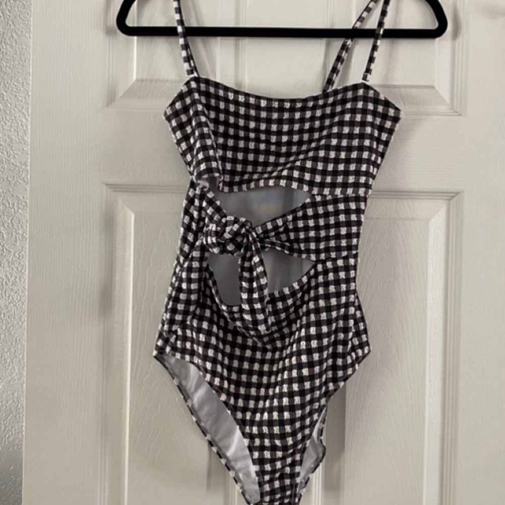 Aerie Gingham Bandeau Swimsuit